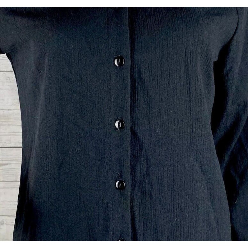 Pendleton Button Down Shirt Solid Black Polyester… - image 5